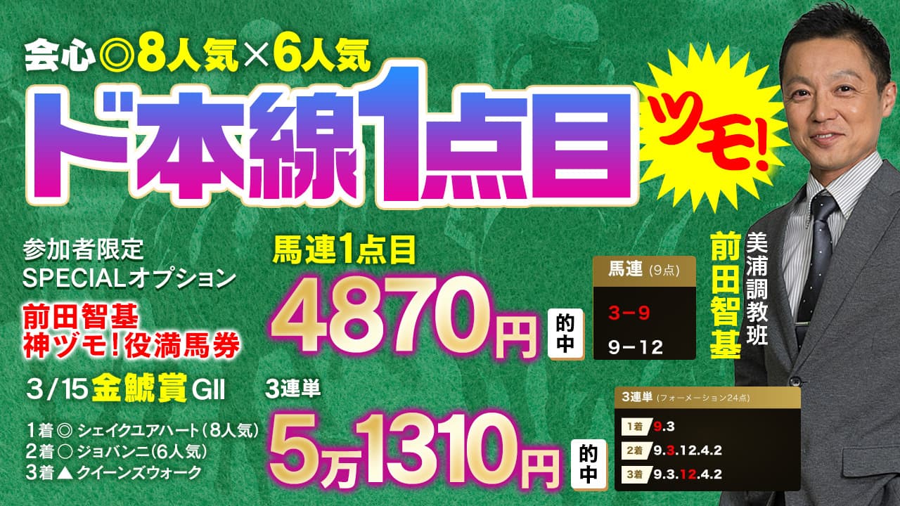 【祝・５万馬券的中】これぞ前田智基のワザ！会心◎８人気×〇６人気のド本線１点目ツモ！