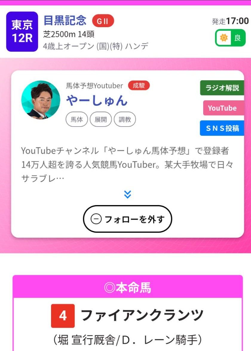 やーしゅん目黒記念的中
